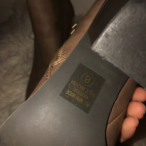 tan booties w/ dark heel - Picture 5 of 5